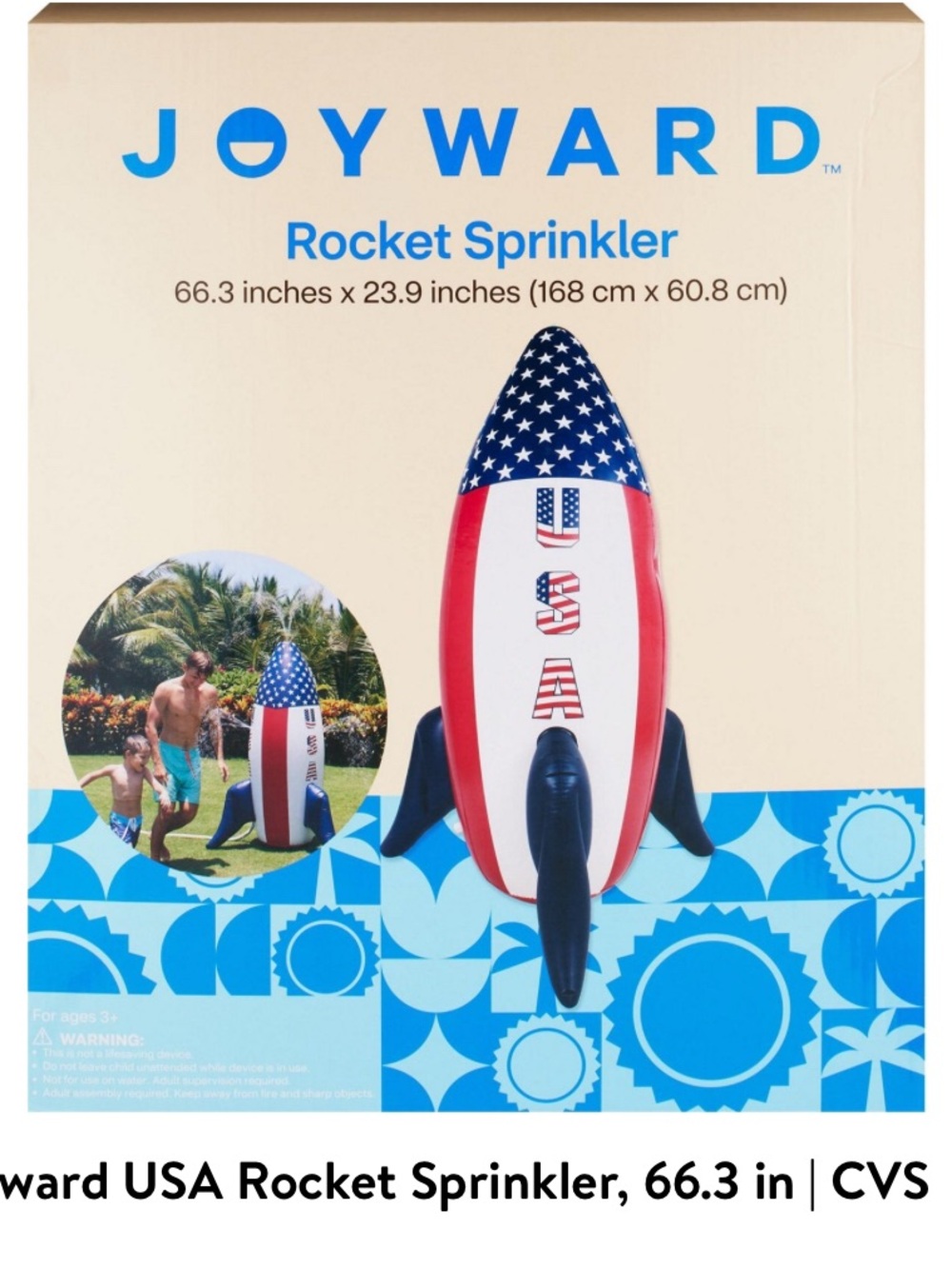 Joyward USA Rocket Sprinkler - Red White Blue